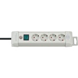 Brennenstuhl 1955540100 limitador de tensión Gris 4 salidas AC 1,8 m, Regleta gris claro, 4 salidas AC, Tipo F, Gris, De plástico, 1,8 m
