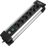 Brennenstuhl BN-1391000016 Limitador de tensión, Regleta negro/Plateado, 6 salidas AC, Negro, 3 m