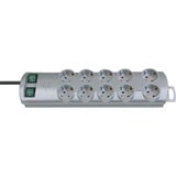 Brennenstuhl BN-PROFF120 Bases múltiples, Regleta plateado, 2 m, 10 salidas AC, De plástico, Plata, 230 V, 50 - 60 Hz