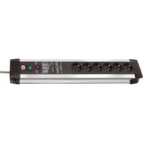 Brennenstuhl BN-SPB08 Limitador de tensión, Regleta negro/Plateado, 6 salidas AC, Tipo C, 16 A, Tipo F, Negro, Gris, Aluminio