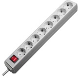 Brennenstuhl Eco-Line + Switch & 1,5 mm² Ø Cable Gris 8 salidas AC 3 m, Regleta gris claro, 5 mm² Ø Cable, 8 salidas AC, Gris, 3 m