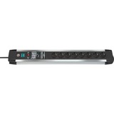 Brennenstuhl Premium-Protect-Line base múltiple 3 m 8 salidas AC Negro, Gris, Regleta negro/Plateado, 3 m, 8 salidas AC, Negro, Gris, 60000 A, Negro