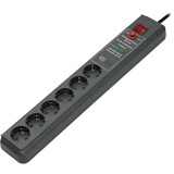 Brennenstuhl Secure-Tec Surge Protection 15.000 A Negro 6 salidas AC 3 m, Regleta antracita, 6 salidas AC, 3500 W, Negro, 3 m