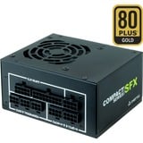 Chieftec CSN-650C unidad de fuente de alimentación 650 W 20+4 pin ATX SFX Negro, Fuente de alimentación de PC negro, 650 W, 100 - 240 V, 47 - 63 Hz, 6 A, Activo, 90 W