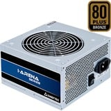 Chieftec GPB-450S unidad de fuente de alimentación 450 W 20+4 pin ATX PS/2 Plata, Fuente de alimentación de PC gris, 450 W, 200 - 240 V, 47 - 63 Hz, 3.5 A, Activo, 100 W