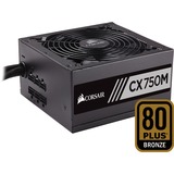 Corsair CX 750M unidad de fuente de alimentación 750 W 20+4 pin ATX ATX Negro, Fuente de alimentación de PC negro, 750 W, 100 - 240 V, 825 W, 47 - 63 Hz, 6 - 12 A, Activo