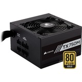 Corsair TX750M unidad de fuente de alimentación 750 W 20+4 pin ATX ATX Negro, Fuente de alimentación de PC negro, 750 W, 100 - 240 V, 47 - 63 Hz, 12 A, Activo, 130 W