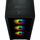 Corsair iCUE 4000X RGB Midi Tower Negro, Cajas de torre negro, Midi Tower, PC, Negro, ATX, Plástico, Acero, Vidrio templado, Juego