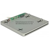 DeLOCK 42605 Caja para disco ODD 13,3 cm (5.25") SATA III Plata, Caja de unidades plateado, 13,3 cm (5.25"), SATA III, Initio INIC-3619, 5 Gbit/s, USB, Cualquier marca