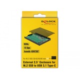 DeLOCK 42609 caja para disco duro externo Caja externa para unidad de estado sólido (SSD) Negro M.2, Caja de unidades negro, Caja externa para unidad de estado sólido (SSD), M.2, PCI Express, 10 Gbit/s, Conexión USB, Negro