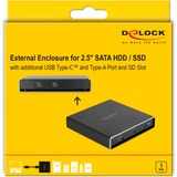 DeLOCK 42618 funda para disco duro externo Metal Negro, Caja de unidades negro, Funda, Metal, Negro, 2.5", 112 mm, 112 mm