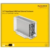 DeLOCK 42624 caja para disco duro externo Carcasa de disco duro/SSD Transparente 2.5/3.5", Caja de unidades transparente, Carcasa de disco duro/SSD, 2.5/3.5", SATA, Hot-swap, Conexión USB, Transparente