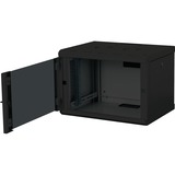 Digitus Carcasa de pared de la serie Unique - 600 x 450 mm (an. x pr.), Armario IT negro, Bastidor de pared, 7U, 100 kg, Bloqueo del teclado, Negro