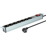 Digitus DN-95407 base múltiple 2 m 7 salidas AC Plata, Regleta 2 m, 7 salidas AC, Tipo F, Plata, Aluminio, 250 V