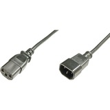  Extensión de cable de red, Cable alargador negro, 1,8 m, IEC C14, IEC C13, H05VV-F3G, 250 V, 10 A