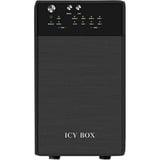 ICY BOX IB-RD3620SU3 unidad de disco multiple Escritorio Negro, Caja de unidades negro, SATA, Serial ATA II, Serial ATA III, 1,11 kg, Escritorio, Negro