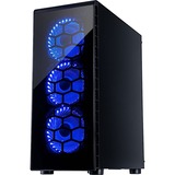 Inter-Tech CXC2 Torre Negro, Cajas de torre negro, Torre, PC, Negro, ATX, ITX, micro ATX, Vidrio templado, Azul
