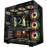 Inter-Tech C-701 Panorama Full Tower Negro, Cajas de torre negro, Full Tower, PC, Negro, ATX, ITX, micro ATX, Metal, Vidrio templado, 13 cm