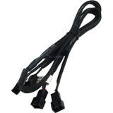 Phobya 3Pin Molex auf 4x 3Pin Molex 60cm 1 m, Cable Y negro, 1 m, Molex (3-pin), Molex (4-pin), Macho, Hembra, Negro