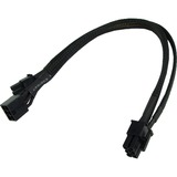 Phobya PCI-E Stromadapter 6pin -> 6+2Pin, Adaptador negro, PCI-E (6-pin), PCI-E(6+2 pin), Macho, Hembra, 90°, Negro