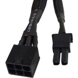 Phobya PCI-E Stromadapter 6pin -> 6+2Pin, Adaptador negro, PCI-E (6-pin), PCI-E(6+2 pin), Macho, Hembra, 90°, Negro