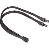 Sharkoon 0.2m, 3-Pin/2x3-Pin 0,2 m, Cable Y negro, 3-Pin/2x3-Pin, 0,2 m, Macho, Hembra, Derecho, Derecho, Negro