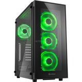 Sharkoon TG5 Midi Tower Negro, Cajas de torre negro/Verde, Midi Tower, PC, Negro, ATX, micro ATX, Mini-ITX, Vidrio templado, Verde