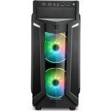 Sharkoon VG6-W RGB Midi Tower Negro, Cajas de torre negro, Midi Tower, PC, Negro, ATX, micro ATX, Mini-ATX, Juego, Azul, Verde, Rojo
