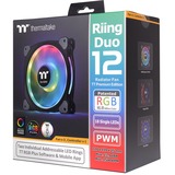 Thermaltake Riing Duo 12 RGB Premium Edition Carcasa del ordenador Ventilador 12 cm Negro negro, Ventilador, 12 cm, 500 RPM, 1500 RPM, 23,9 dB, 42,45 cfm