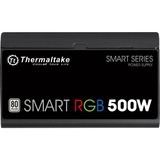 Thermaltake Smart RGB unidad de fuente de alimentación 500 W 20+4 pin ATX ATX Negro, Fuente de alimentación de PC negro, 500 W, 230 V, 50 - 60 Hz, 5 A, Activo, 100 W
