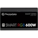 Thermaltake Smart RGB unidad de fuente de alimentación 600 W 20+4 pin ATX ATX Negro, Fuente de alimentación de PC negro, 600 W, 230 V, 50 - 60 Hz, 7 A, Activo, 105 W