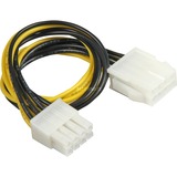 goobay 51361 cable de alimentación interna 0,28 m, Cable alargador negro/Amarillo, 0,28 m, EPS 8-pin, EPS 8-pin, Macho, Hembra, Derecho