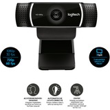 Logitech C922 PRO HD STREAM WEBCAM cámara web 1920 x 1080 Pixeles USB Negro negro, 1920 x 1080 Pixeles, 60 pps, 1280x720@60fps,1920x1080@30fps, 720p,1080p, H.264, USB