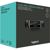 Logitech C922 Pro Stream cámara web 1920 x 1080 Pixeles USB Negro, Webcam negro, 1920 x 1080 Pixeles, Full HD, 60 pps, 1280x720@60fps, 1920x1080@30fps, 720p, 1080p, H.264
