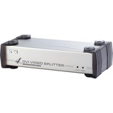 ATEN Distribuidor DVI/Audio de 4 puertos, Divisor de video DVI, 4x DVI-I, 1920 x 1200 Pixeles, Negro, Plata, Metal, Full HD