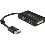 DeLOCK 0.16m DisplayPort/VGA+HDMI+DVI 0,16 m VGA (D-Sub)+ HDMI + DVI Negro, Adaptador negro, 0,16 m, DisplayPort, VGA (D-Sub)+ HDMI + DVI, Macho, Hembra, 1920 x 1200 Pixeles