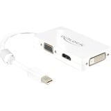 DeLOCK 0.16m DisplayPort/VGA + HDMI + DVI 0,16 m Mini DisplayPort VGA (D-Sub)+ HDMI + DVI Blanco, Adaptador blanco, 0,16 m, Mini DisplayPort, VGA (D-Sub)+ HDMI + DVI, Macho, Hembra, 1920 x 1200 Pixeles