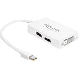 DeLOCK 61768 adaptador de cable de vídeo 0,24 m Mini DisplayPort DisplayPort + DVI + HDMI Blanco blanco, 0,24 m, Mini DisplayPort, DisplayPort + DVI + HDMI, Macho, Hembra, Blanco