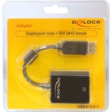 DeLOCK 61847 adaptador de cable de vídeo 0,125 m DisplayPort DVI-I Negro negro, 0,125 m, DisplayPort, DVI-I, Macho, Hembra, Negro, Lite Retail