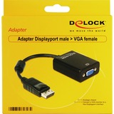 DeLOCK 61848 adaptador de cable de vídeo 0,125 m VGA (D-Sub) DisplayPort Negro negro, 0,125 m, VGA (D-Sub), DisplayPort, Macho, Hembra, Negro