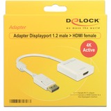 DeLOCK 62608 adaptador de cable de vídeo 0,2 m DisplayPort HDMI tipo A (Estándar) Blanco blanco, 0,2 m, DisplayPort, HDMI tipo A (Estándar), Macho, Hembra, Oro