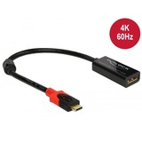 DeLOCK 63928 adaptador de cable de vídeo 0,2 m USB Tipo C DisplayPort 20 pin Negro, Rojo negro, 0,2 m, USB Tipo C, DisplayPort 20 pin, Macho, Hembra, Derecho