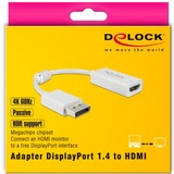 DeLOCK 63936 adaptador de cable de vídeo 0,1 m DisplayPort HDMI Blanco blanco, 0,1 m, DisplayPort, HDMI, Macho, Hembra, Derecho