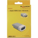 DeLOCK 65472 cambiador de género para cable HDMI-A VGA Blanco, Adaptador gris, HDMI-A, VGA, Blanco