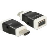 DeLOCK 65586 cambiador de género para cable HDMI-A VGA Negro, Blanco, Adaptador negro, HDMI-A, VGA, Negro, Blanco