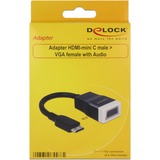 DeLOCK 65588 adaptador de cable de vídeo HDMI Type C (Mini) VGA (D-Sub) + 3,5mm Negro HDMI Type C (Mini), VGA (D-Sub) + 3,5mm, Macho, Hembra, 1920 x 1200 Pixeles, Negro