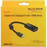 DeLOCK Adapter mini Displayport / HDMI 0,18 m HDMI tipo A (Estándar) Negro, Adaptador negro, 0,18 m, Mini DisplayPort, HDMI tipo A (Estándar), Macho, Hembra, Negro
