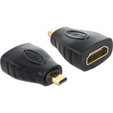 DeLOCK HDMI micro D/HDMI A HDMI mirco D Negro, Adaptador negro, HDMI mirco D, HDMI A, Negro