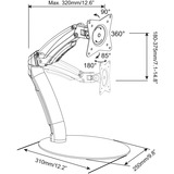 Digitus Soporte de monitor LED/LCD universal con resorte de gas negro, Independiente, 6 kg, 43,2 cm (17"), 68,6 cm (27"), 100 x 100 mm, Negro