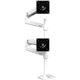 Ergotron LX Series LX Dual Stacking Arm 101,6 cm (40") Blanco Escritorio, Soporte de monitor blanco, Abrazadera, 9,1 kg, 101,6 cm (40"), 100 x 100 mm, Ajustes de altura, Blanco